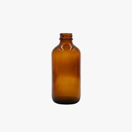 8 Ounce Amber Boston Round Glass Bottle
