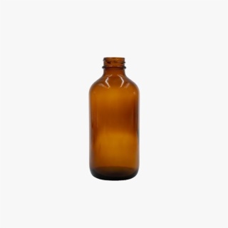 8 Ounce Amber Boston Round Glass Bottle
