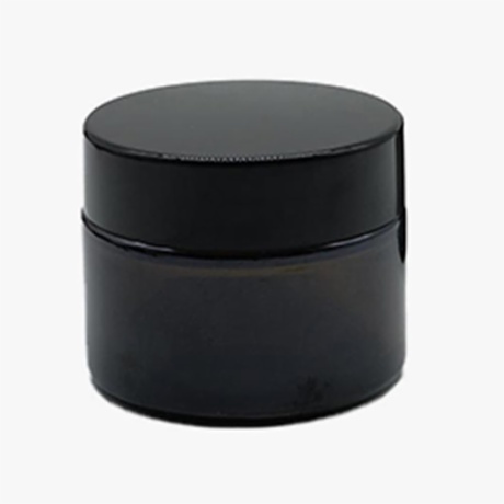 black glass cream jar