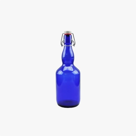 blue flip top beer bottle