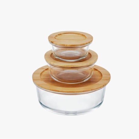 Borosilicate Glass Airtight Food Container with Bamboo Lid