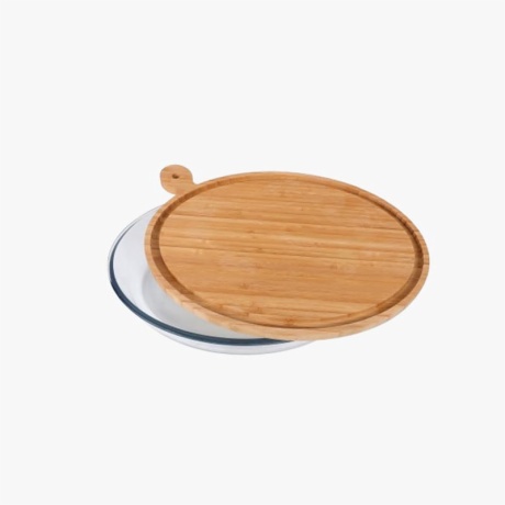 Borosilicate Glass Butter Baking Dish with Bamboo Lid