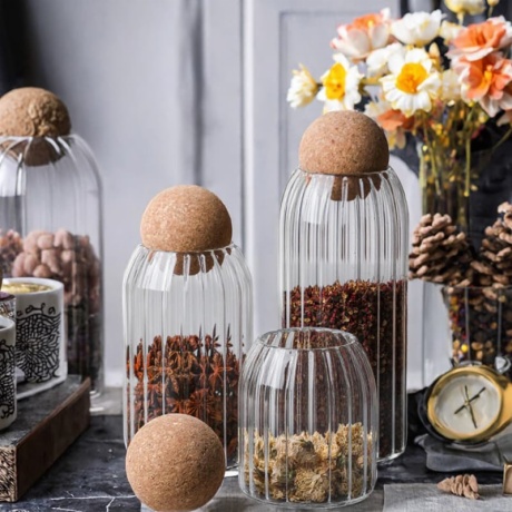 Borosilicate Glass Food Canisters with Cork Lids