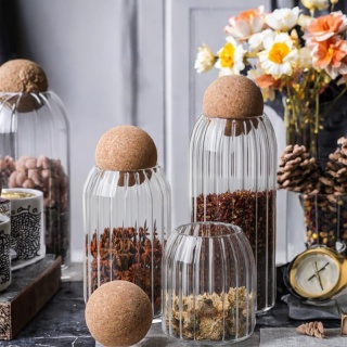 Borosilicate Glass Food Canisters with Cork Lids