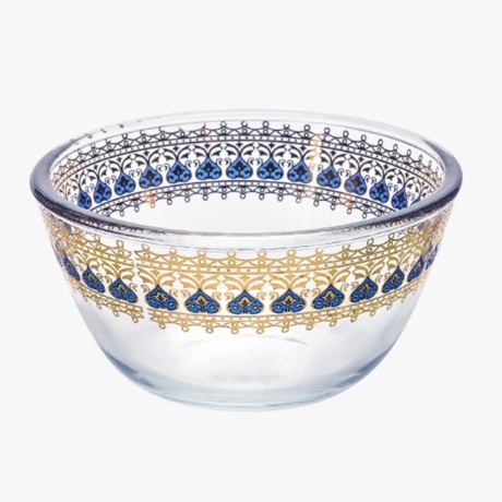 Floral Craft Glass Salad Bowl