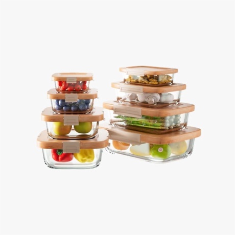 Glass Container With Bamboo Lid