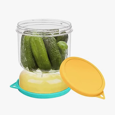 glass pickle jar with strainer