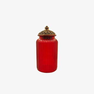 red glass pickle container