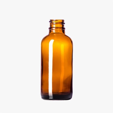 2oz Amber Glass Boston Round Bottle