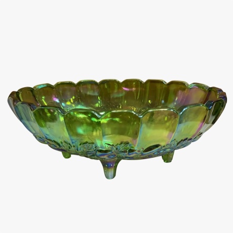 vintage green glass fruit bowl