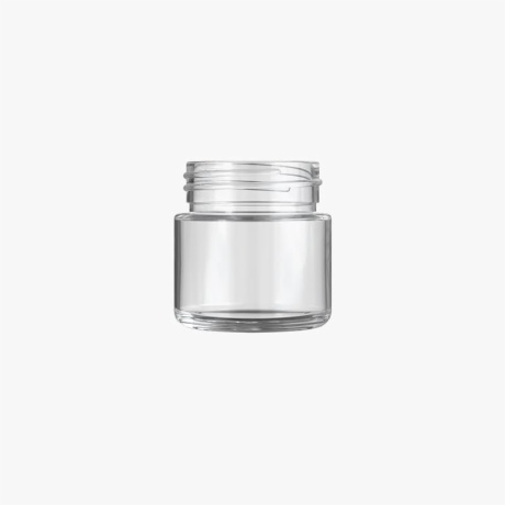 2oz Child Resistant Clear C-Class Jar with Plastic Matte White Lid
