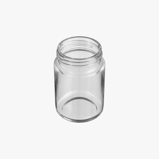 4oz Clear Glass Child Resistant C-Class Jar with Plastic Glossy White Lid