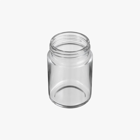4oz Clear Glass Child Resistant C-Class Jar with Plastic Matte Black Lid