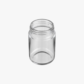 4oz Clear Glass Child Resistant C-Class Jar with Plastic Matte Black Lid