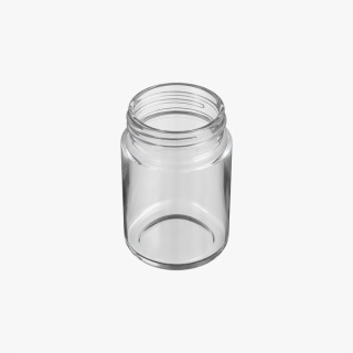 4oz Clear Glass Child Resistant C-Class Jar with Plastic Wood Finish Lid