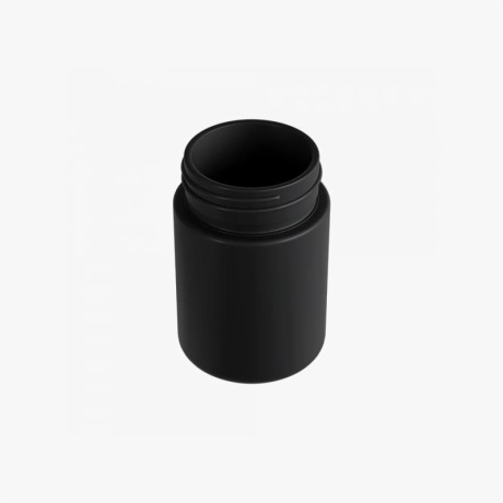 4oz Solid Black Glass Child Resistant C-Class Jar with Plastic Matte Black Lid
