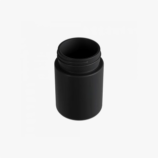 4oz Solid Black Glass Child Resistant C-Class Jar with Plastic Matte Black Lid