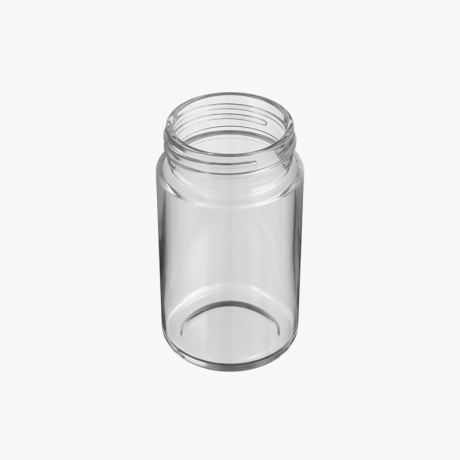 5oz Clear Glass Child Resistant C-Class Jar with Plastic Matte White Lid