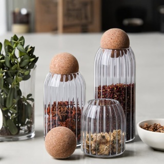 Borosilicate Glass Food Canisters with Cork Lids