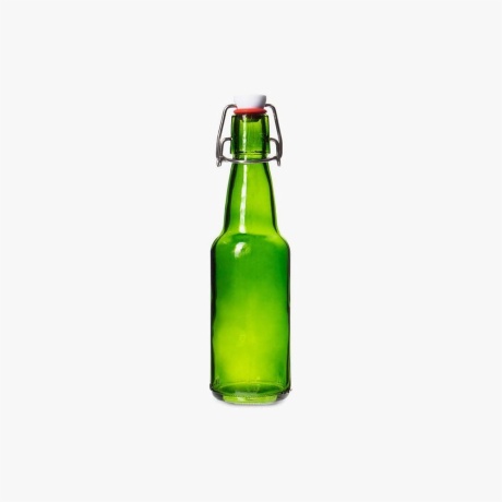 flip top green glass beer bottle