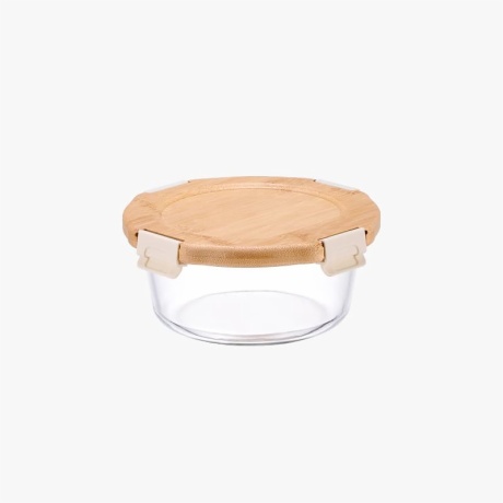Glass Container With Bamboo Lid
