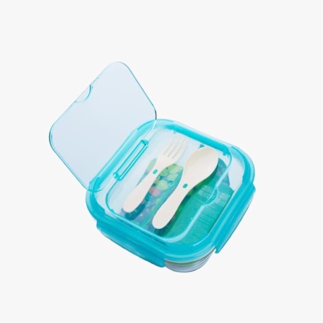 Glass Meal Prep Container for Lunch with Forks and Spoons