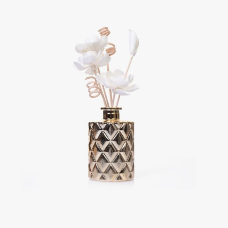 gold diffuser bottle with sticks