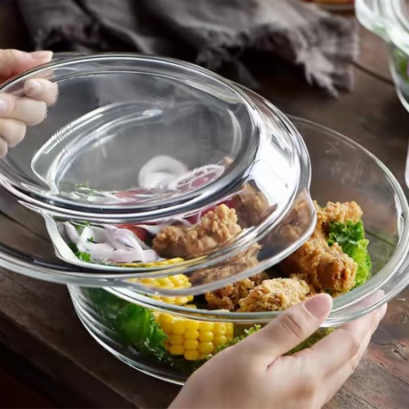 Steamed Egg Noodle Bowl with Glass Lid