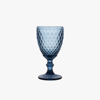 300ml Blue Embossed Goblet Glass