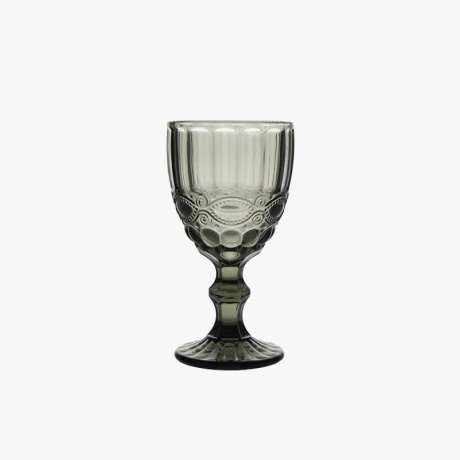 300ml Gray Green Embossed Goblet Glass