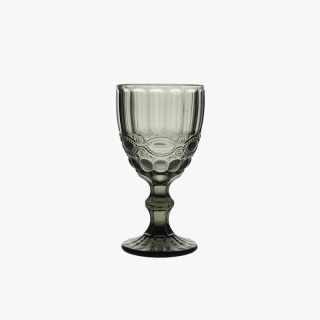 300ml Gray Green Embossed Goblet Glass