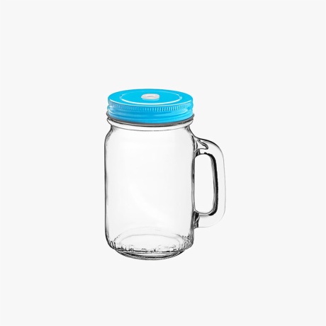 32oz Mason Jar with Blue Lid