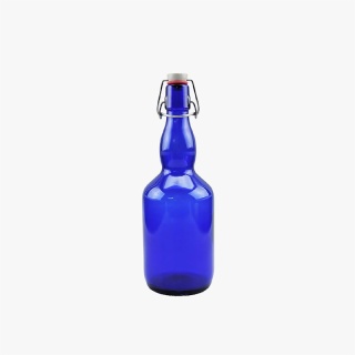 11oz flip top blue glass bottle