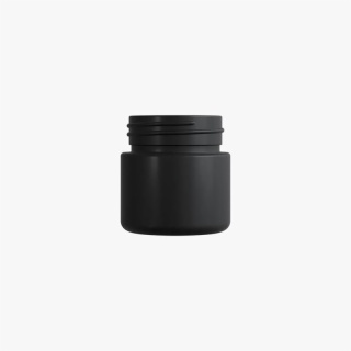 2oz Matte Black Child Resistant C-Class Jar with Plastic Matte Black Lid