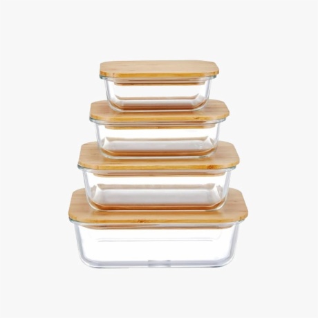 Borosilicate Glass Airtight Food Container with Bamboo Lid