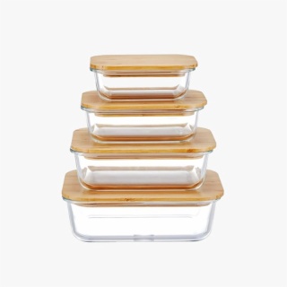 Borosilicate Glass Airtight Food Container with Bamboo Lid