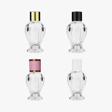 empty perfume bottles with different caps