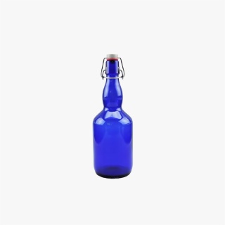 flip top blue glass beer bottle