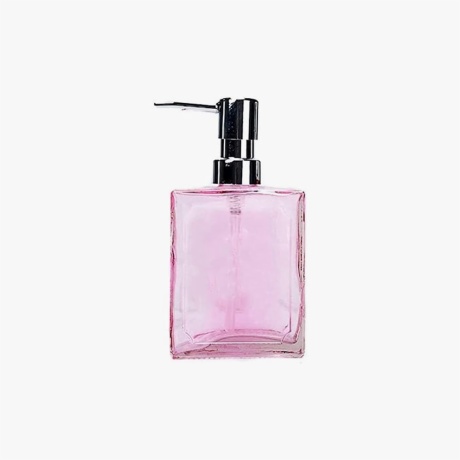 square pink lotion bottle