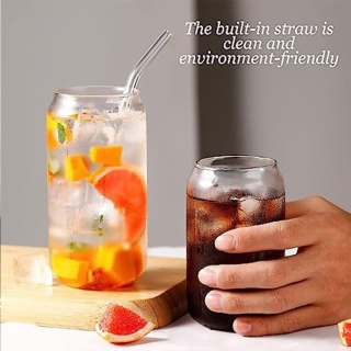 16oz Can-Shaped Coke Glass with Straw