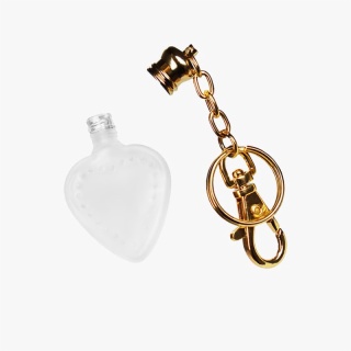 4ml frost heart shaped perfume bottle with gold key chain