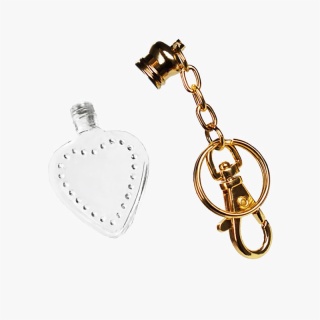 4ml heart shaped perfume bottle with gold key chain