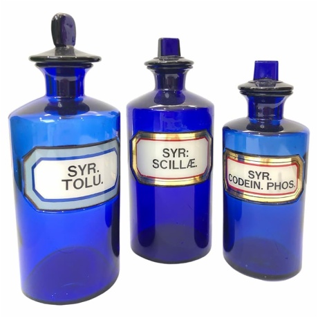 Old Blue Glass Medicine Bottles