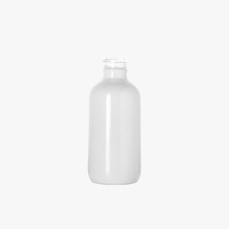 4oz White Glass Boston Round Bottle