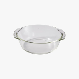 Glass Round Deep Casserole Dish with Handle