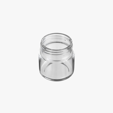 2oz Child Resistant Clear Glass C-Class Jar with Plastic Shiny White Lid