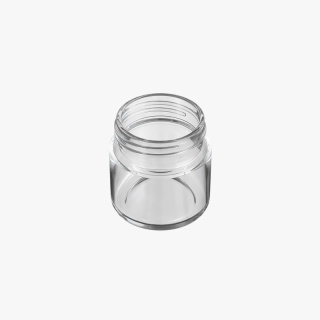 2oz Child Resistant Clear Glass C-Class Jar with Plastic Shiny White Lid