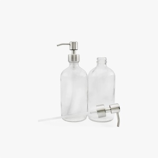 clear empty lotion bottles with metal pump
