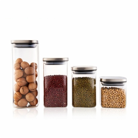 500ml Square Airtight Grain Storage with Stainless Steel Lids