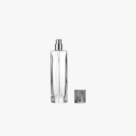 50ml Gray Square Perfume Bottle Glass Atomizer 